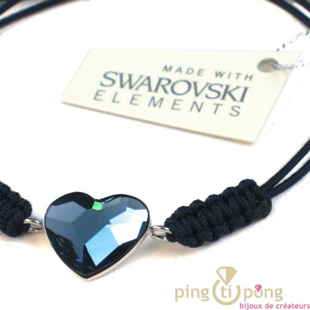 Bracelet Swarovski elements et argent bleu topaze , boutique pingtipong