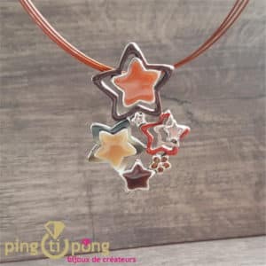 Bijou original : Collier émaillé étoiles PINGTIPONG