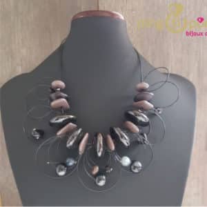 Bijou fantaisie : Collier boucles noires et émail de Pingtipong