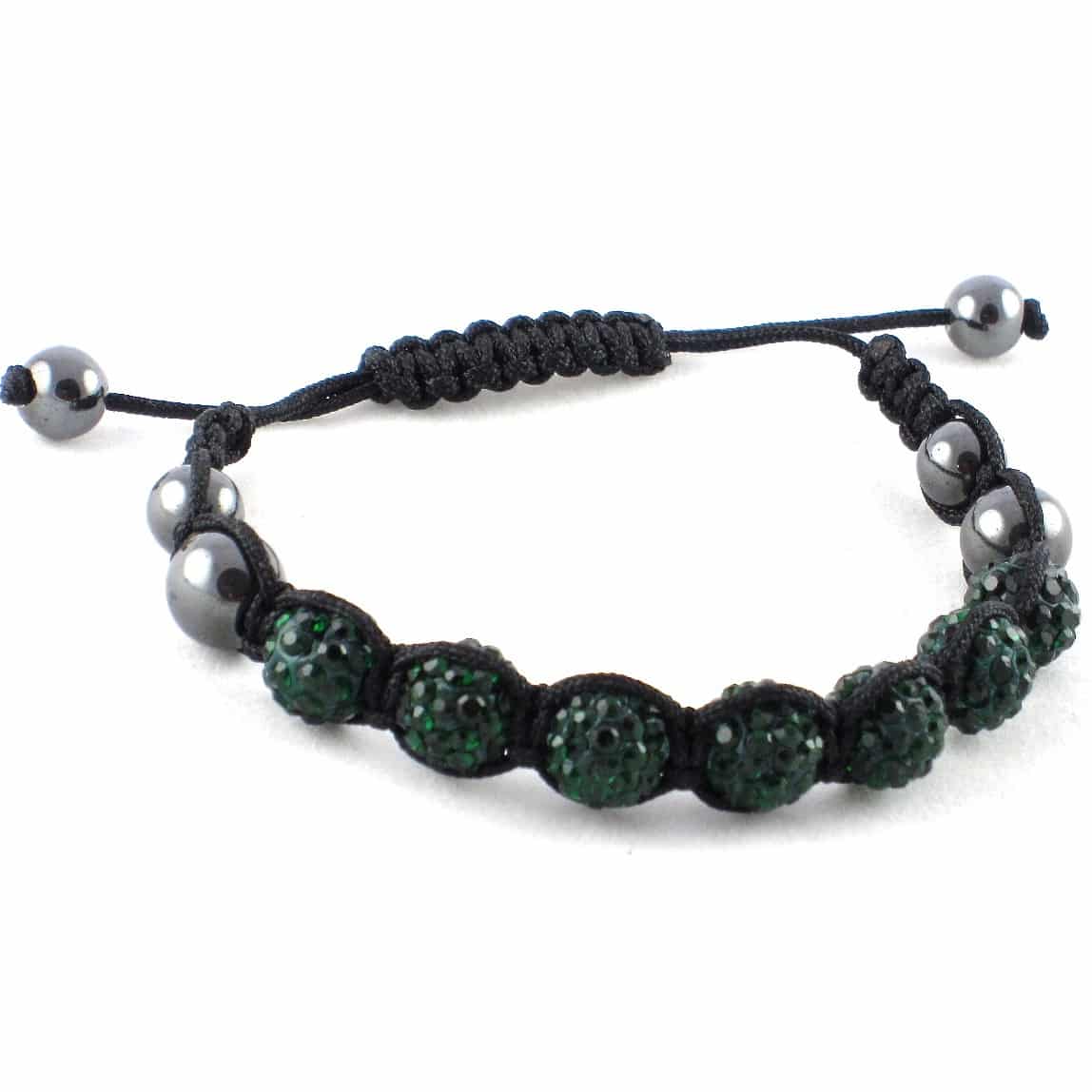 Bracelet Shamballa Violet - 9 Perles Cristal Et 4 Hématites - Neuf Sans Emballage