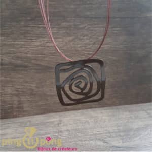 Bijou fantaisie : Collier pendentif émail spirale PINGTIPONG