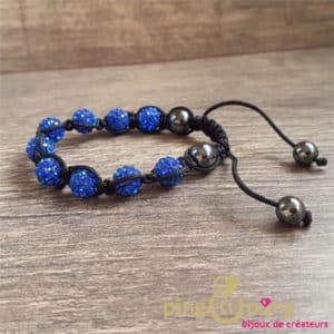 Bijou original : Shamballa strass bleu PINGTIPONG