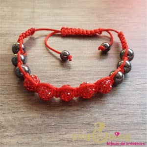 Bijou fantaisie : Shamballa rouge et gris PINGTIPONG