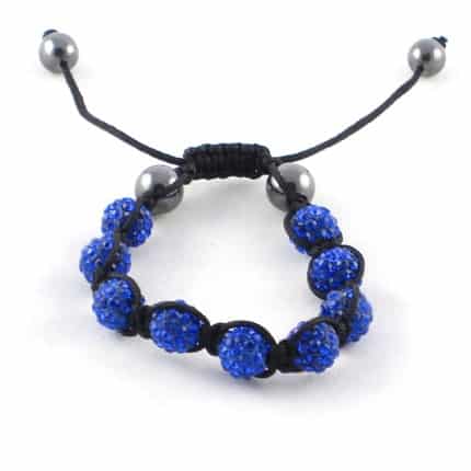 Bracelet shamballa en perles bleues et grises-649