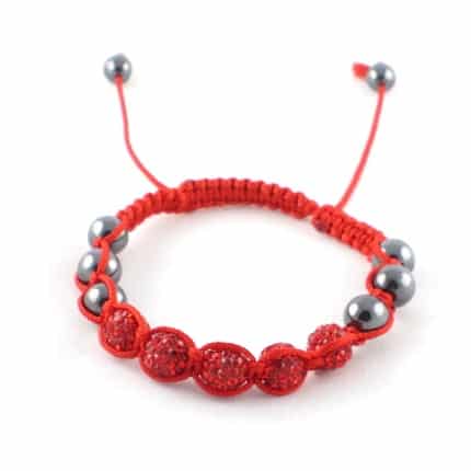 Bracelet shamballa en perles rouges et grises-668