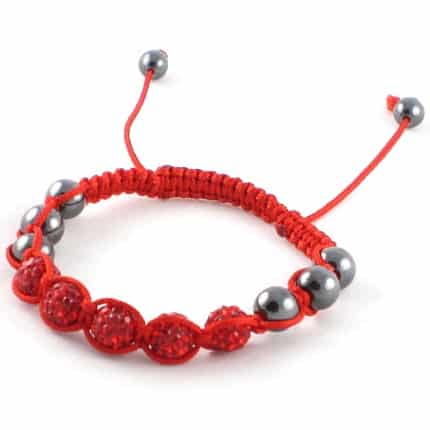 Bracelet shamballa en perles rouges et grises-670