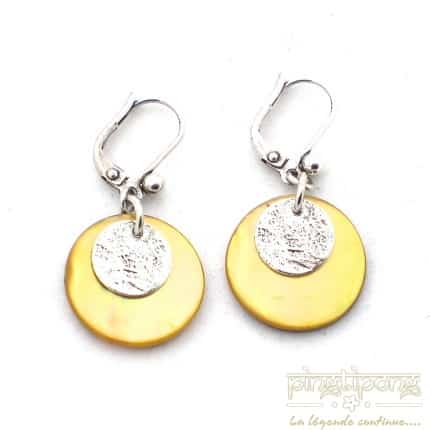 Yellow mother-of-pearl earrings
