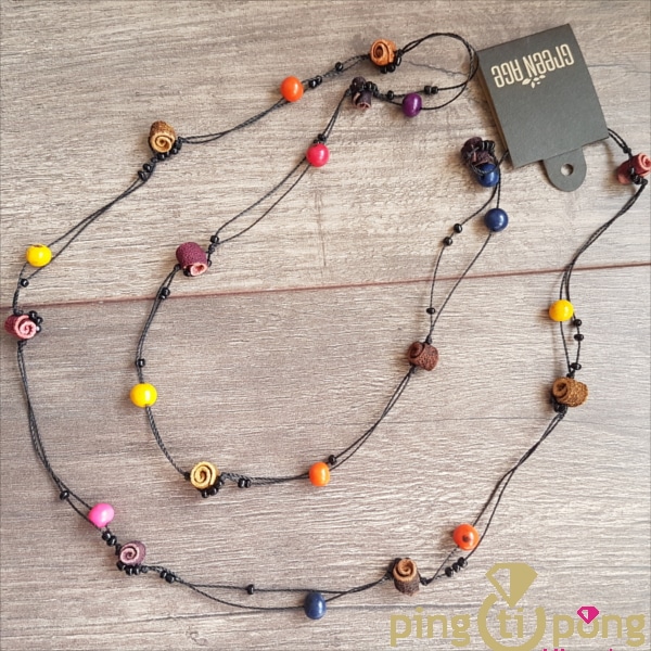 Plain jewel : Long necklace in orange peel and tagua GREENAGE