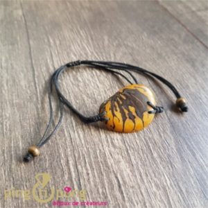 Bracelet en noix de tagua (ivoire végétal) jaune et coton -0