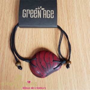 Bracelet en noix de tagua - ivoire végétal rouge lie de vin-0