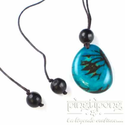 Collier écologique Green-Age original en tagua turquoise-0