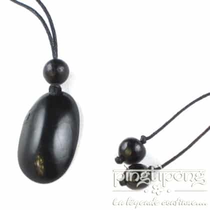 Original ecological necklace Green Age Conche in black tagua-0