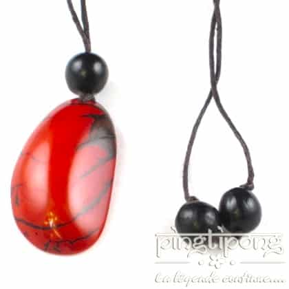 Bijoux équitables Collier écologique Green-Age original en tagua orange-0