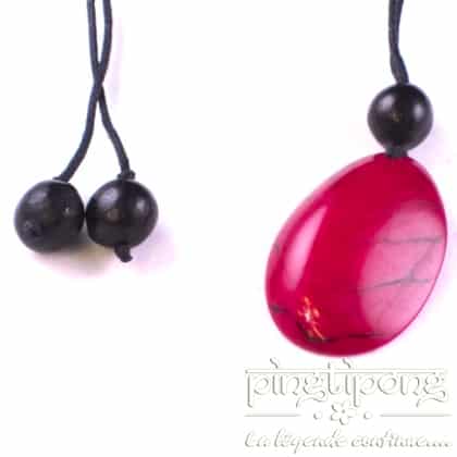 Collier écologique Green-Age original en tagua rose fushia-0