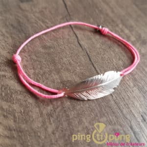 Bracelet lacette plume rose L'avare