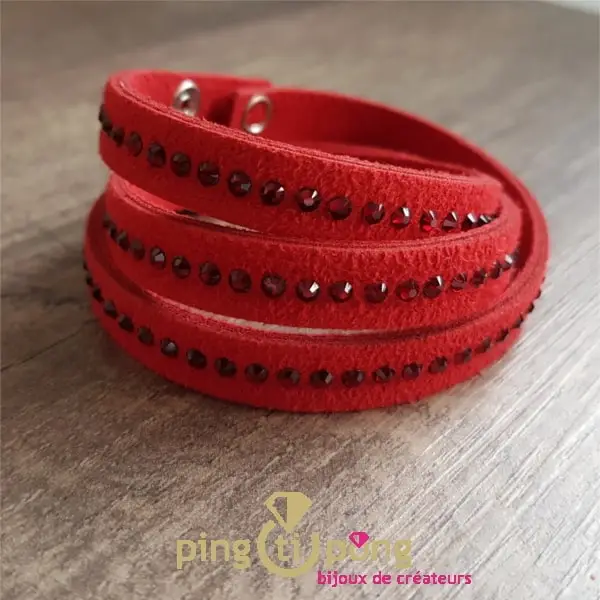 Bracelet Spark alcantara and red Swarovski crystal®