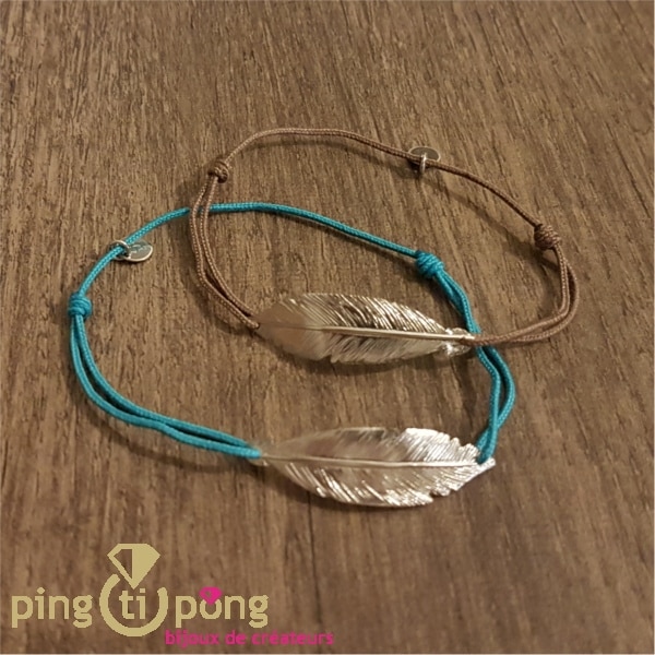 Jewel feather taupe - Silver bracelet woman - L'AVARE bijoux-0