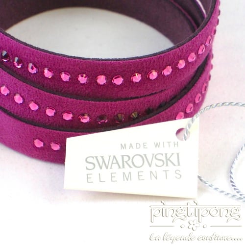 Fashion jewellery fuschia pink Spark alcantara and swarovski elements