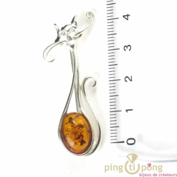 bijoux ambre et argent broche chat aristauchat