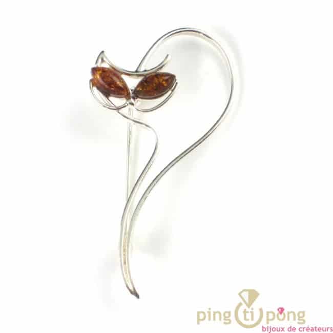 Broche Tete De Chat Stylisee Bijoux En Ambre Et Argent Broche Tete De Chat Stylisee Bijoux En Ambre Et Argent