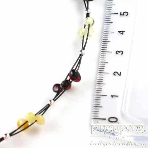bracelet d'ambre balticambre 3 fils à petites perles rondes multicolores