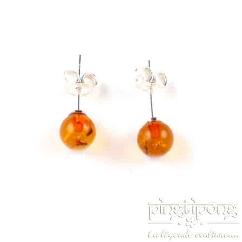 Boucles D'oreilles Perles D'ambre Argent Sterling - Modèle Pendantes (00019) - Neuf Avec étiquettes