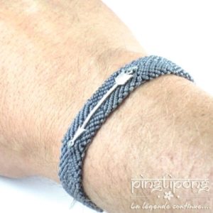 bracelet brésilien de L by L'AVARE gris pour homme et femme avec flèche en argent