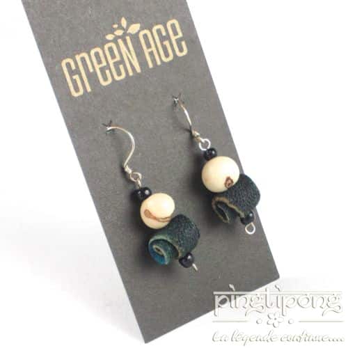 Fashion jewellery earrings orange skin dark green
