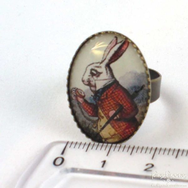 bague réglable le lapin dans Alice au pays des merveilles