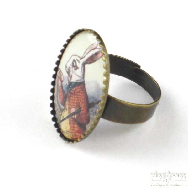 bague réglable le lapin dans Alice au pays des merveilles