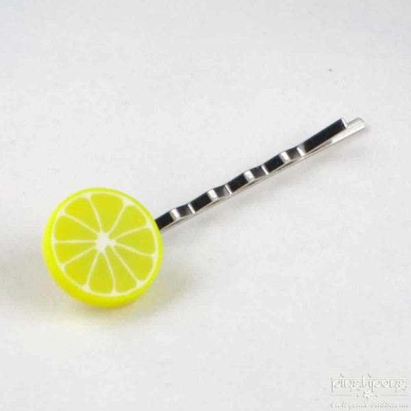 barette pate fimo gourmand tranche de citron jaune