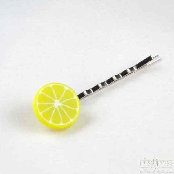 barette pate fimo gourmand tranche de citron jaune