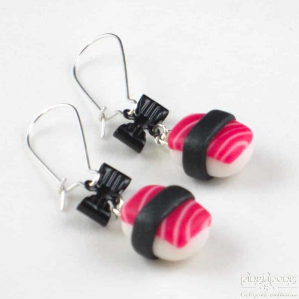boucles d'oreille bijou gourmand sushi thon rouge