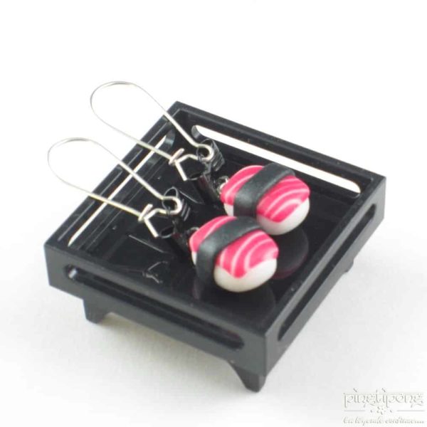 boucle d'oreille bijoux gourmands sushi thon rouge
