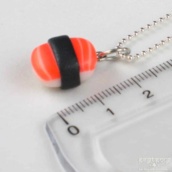 collier fantaisie fluo bijoux gourmands sushi saumon orange
