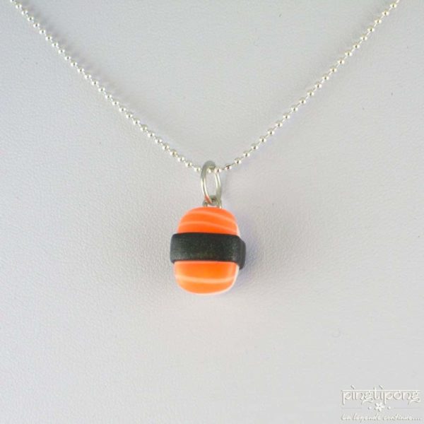 collier fantaisie fluo bijoux gourmands sushi saumon orange