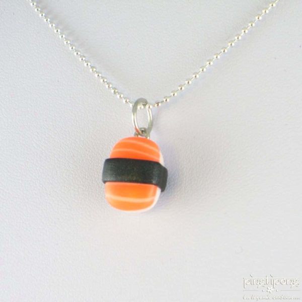 colliers fantaisie fluo bijoux gourmands sushi saumon orange