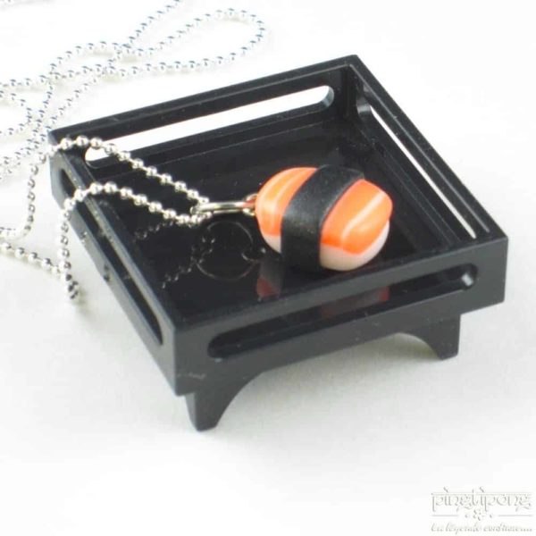 collier fantaisie fluo bijoux gourmands sushi saumon orange