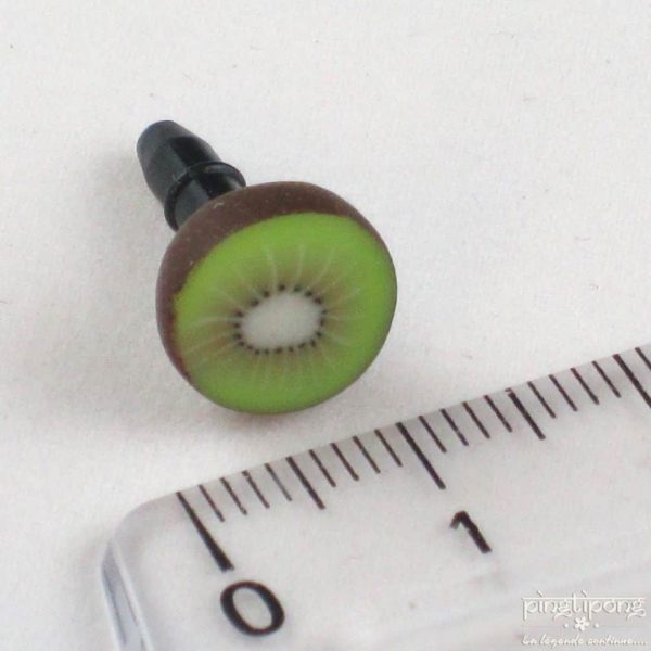 plug de portable en pate fimo gourmande tranche de kiwi vert