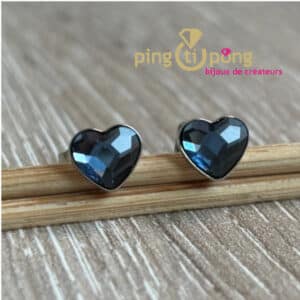 Boucles d'oreilles fantaisie : coeur en swarovski et argent 925 de Spark