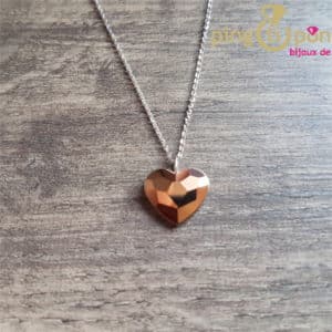 Bijou original : Collier en argent et coeur en cristal de Swarovski or rose de SPARK