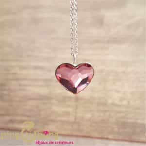 Bijoux en Swarovski : collier coeur en argent rhodié et cristal de Swarovski de SPARK