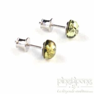 Boucles d'oreilles en ambre verte