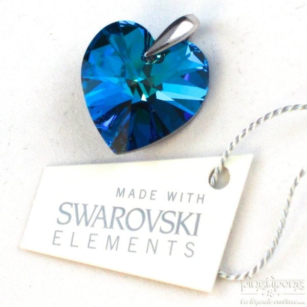 SPARK jewel in Swarovski blue topaz and silver heart shape