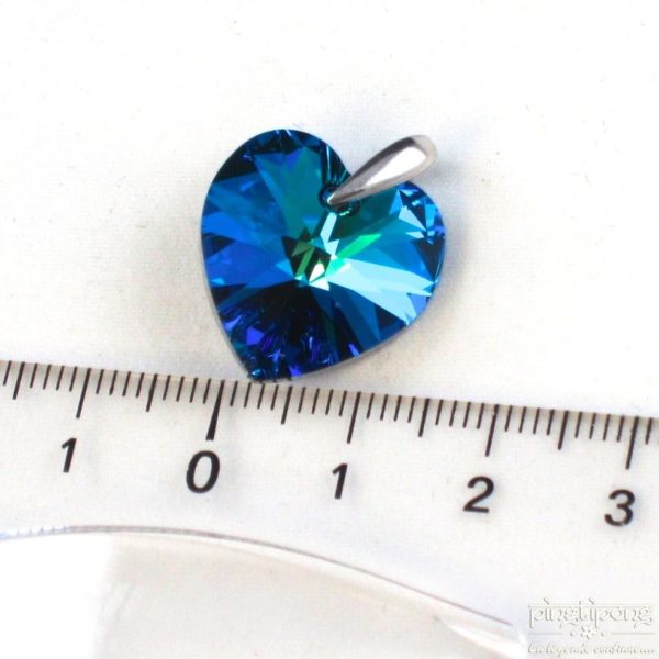 SPARK jewel in Swarovski blue topaz and silver heart shape