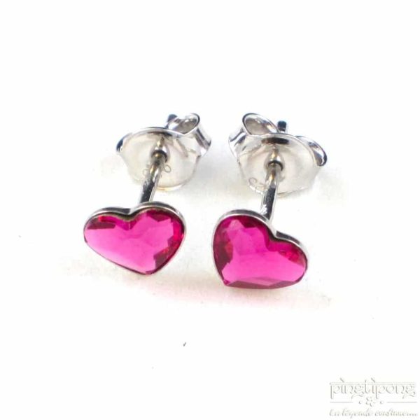 jewelry sparkle earring silver and swarovski chip earring in the shape of a pink heart