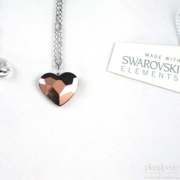 swarovski pink gold and silver heart shaped spark necklaces