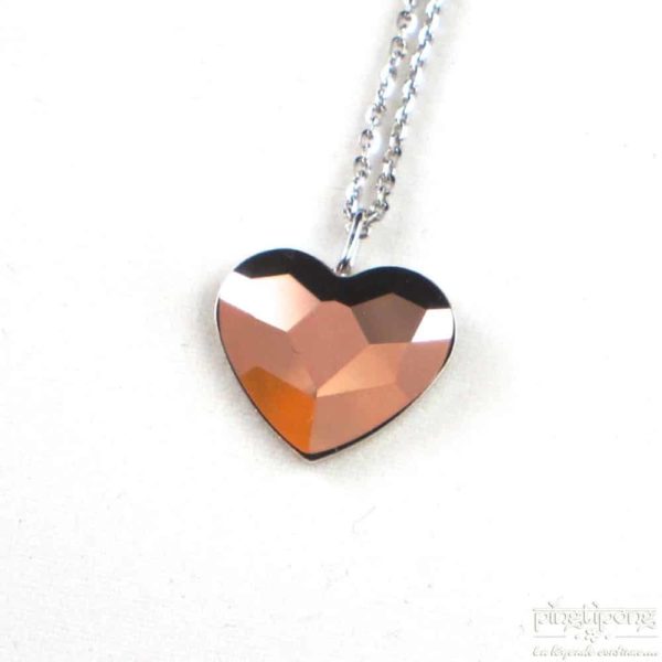 jewelry necklace spark necklace heart shape in swarovski pink gold and silver