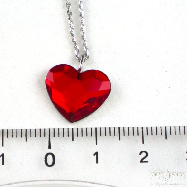 bijou spark en forme de coeur en swarovski rouge rubis et argent