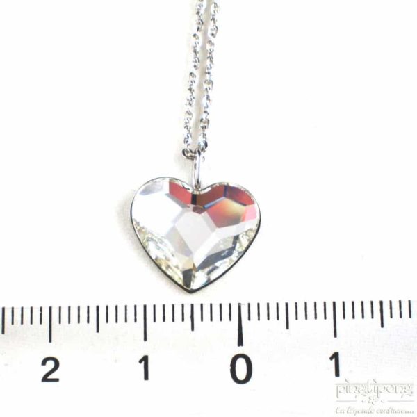 white crystal diamond and silver swarovski spark necklace in the shape of a heart